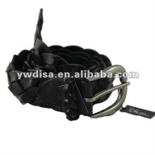 Wide Knitted Leather Belt For Dressy